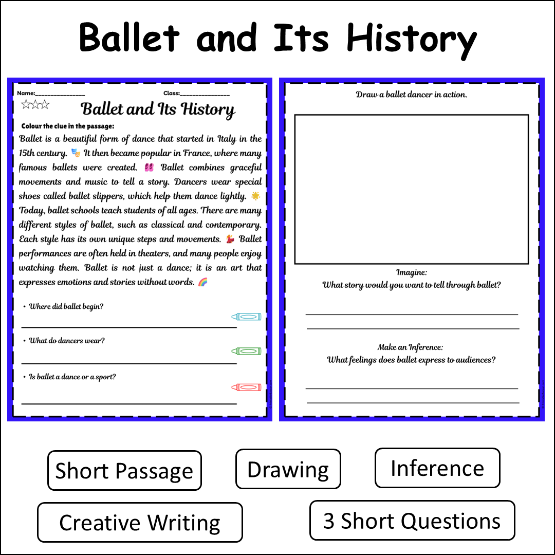 Ballet and Its History | Short Reading Comprehension Creative Worksheet