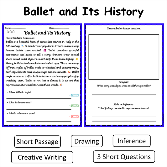 Ballet and Its History | Short Reading Comprehension Creative Worksheet