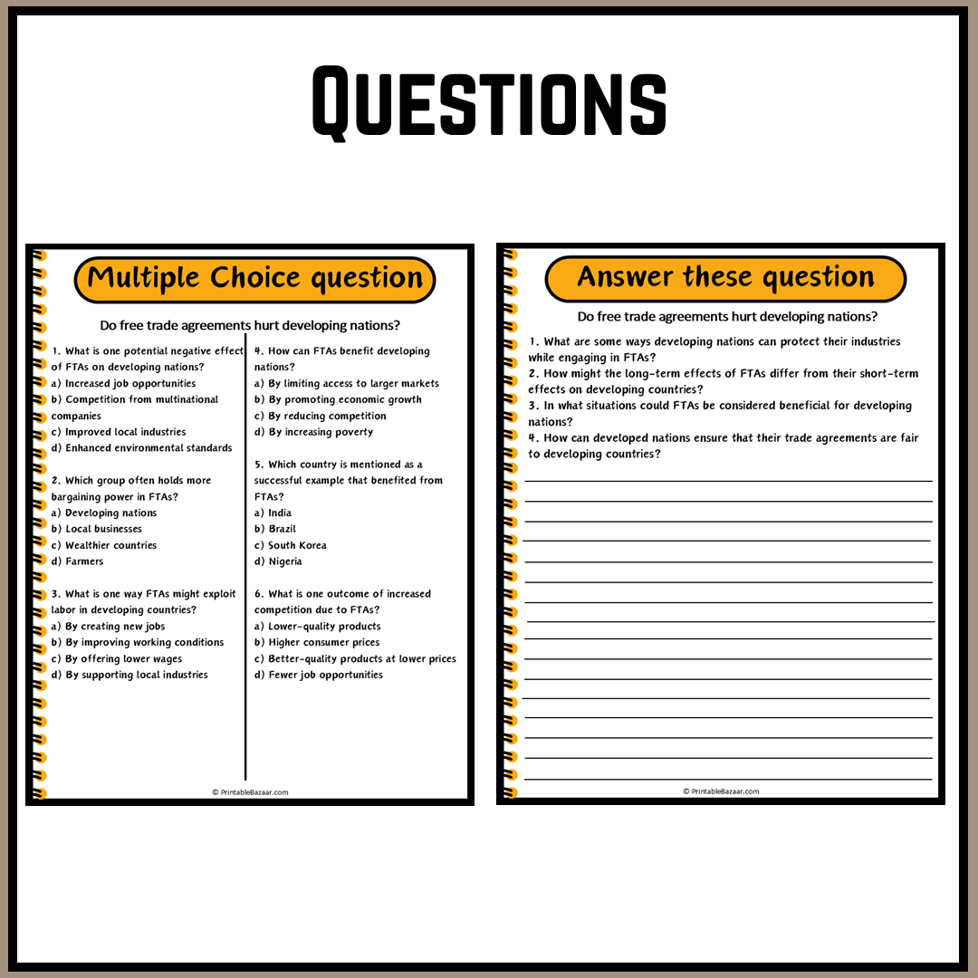 Do free trade agreements hurt developing nations? | Debate Case Study Worksheet