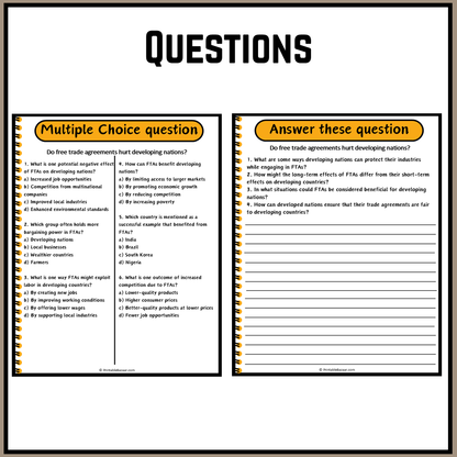 Do free trade agreements hurt developing nations? | Debate Case Study Worksheet