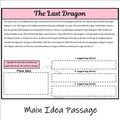 The Last Dragon | Main Idea and Supporting Details Reading Passage and Questions