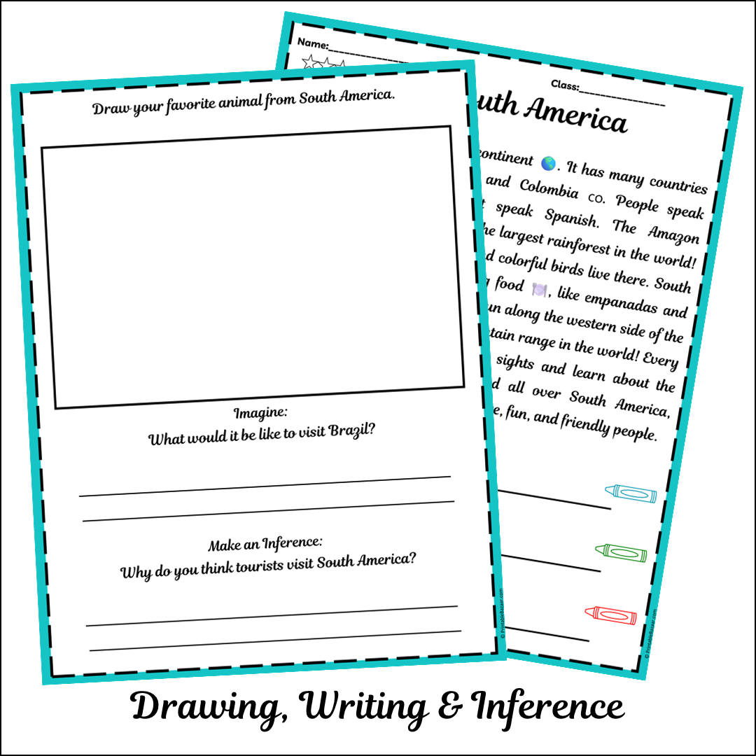 South America | Short Reading Comprehension Creative Worksheet