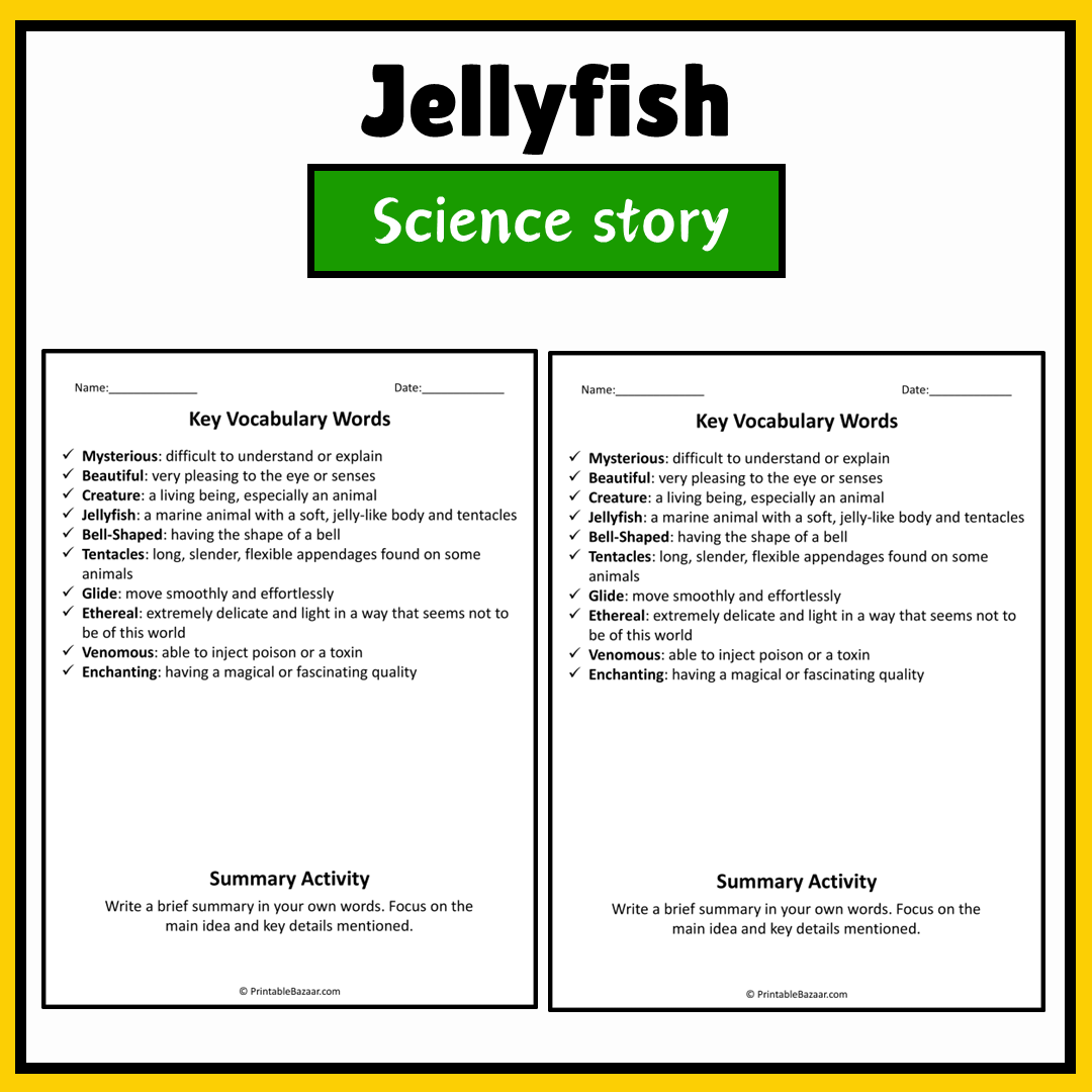 Jellyfish | Science Story Reading Comprehension Activity