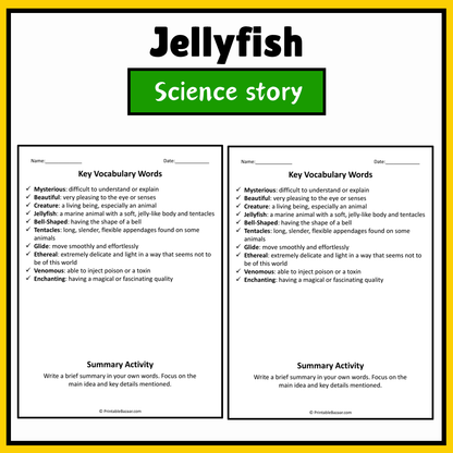 Jellyfish | Science Story Reading Comprehension Activity