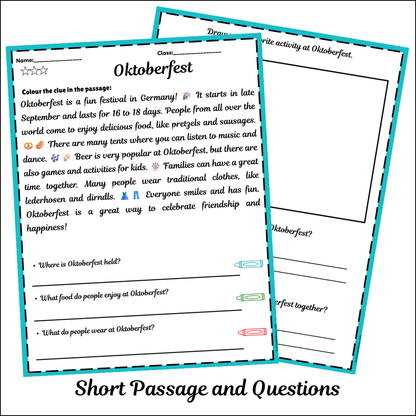 Oktoberfest | Short Reading Comprehension Creative Worksheet