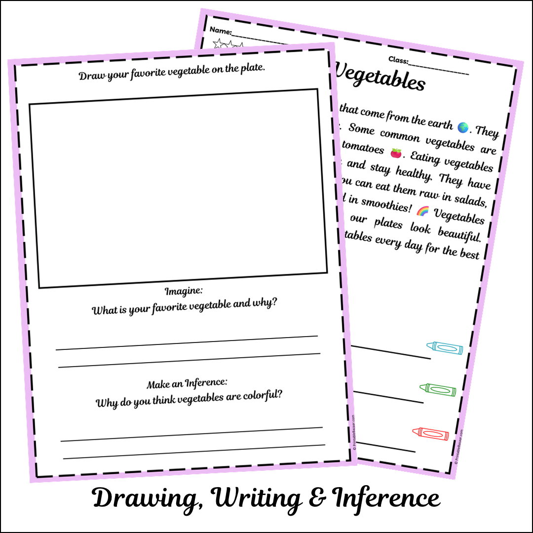 Vegetables | Short Reading Comprehension Creative Worksheet