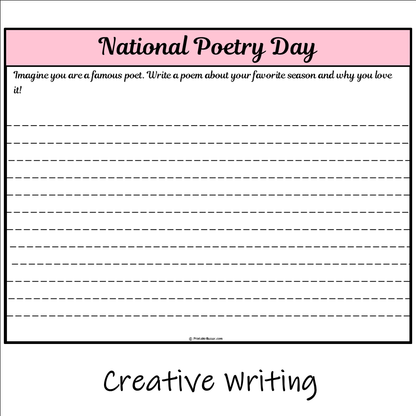 National Poetry Day | Main Idea and Supporting Details Reading Passage and Questions