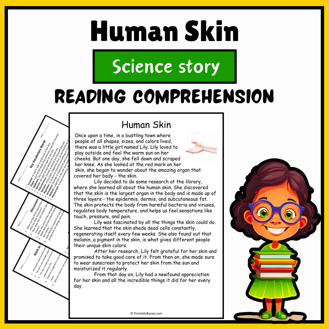 Human Skin | Science Story Reading Comprehension Activity