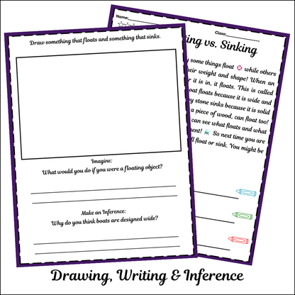 Floating vs. Sinking | Short Reading Comprehension Creative Worksheet