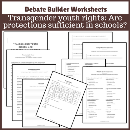 Transgender youth rights: Are protections sufficient in schools? | Favour and Against Worksheet Printable Activity