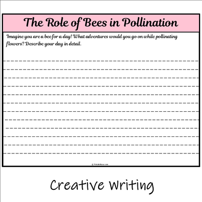 The Role of Bees in Pollination | Main Idea and Supporting Details Reading Passage and Questions