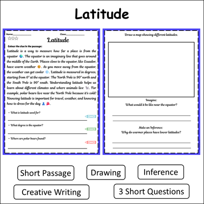 Latitude | Short Reading Comprehension Creative Worksheet