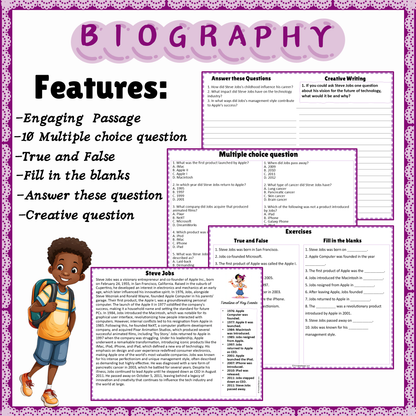 Steve Jobs | Biography Reading Comprehension and Questions Worksheet