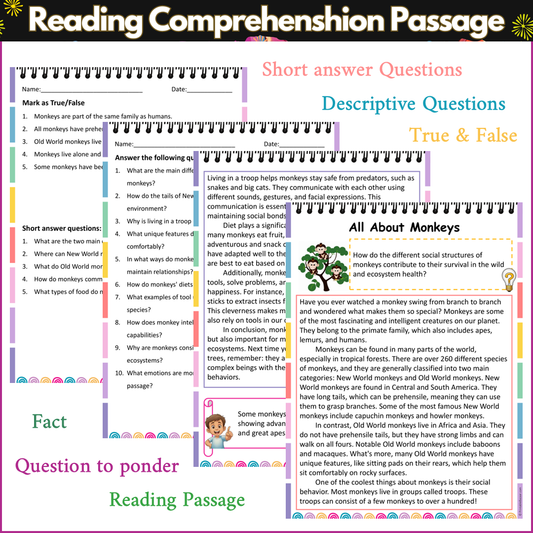All About Monkeys | Reading Comprehension Passage and Questions