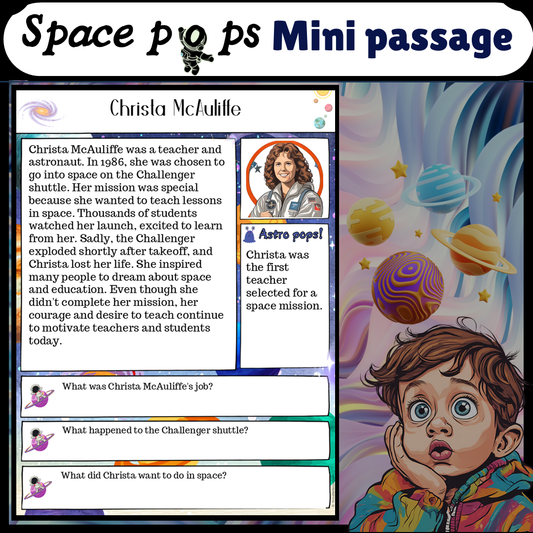 Christa McAuliffe | Space Pops Reading Passage and Questions