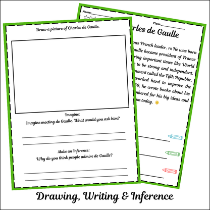 Charles de Gaulle | Short Reading Comprehension Creative Worksheet