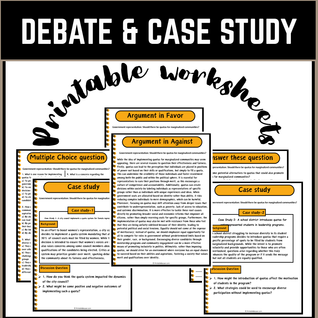 Government representation: Should there be quotas for marginalized communities? | Debate Case Study Worksheet