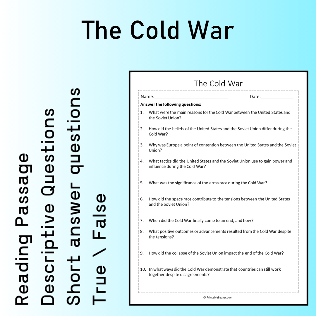 The Cold War | Reading Comprehension Passage Printable Worksheet