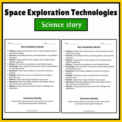 Space Exploration Technologies | Science Story Reading Comprehension Activity