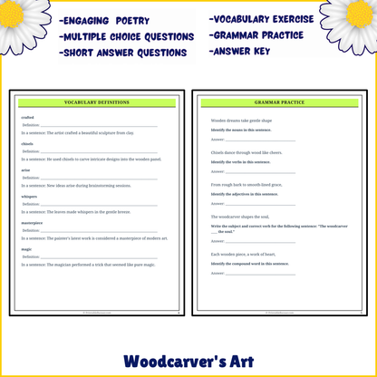 Woodcarver's Art | Poem Grammar Worksheet Printable Activity