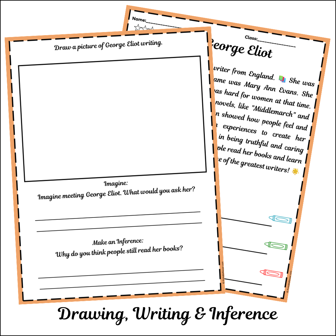 George Eliot | Short Reading Comprehension Creative Worksheet