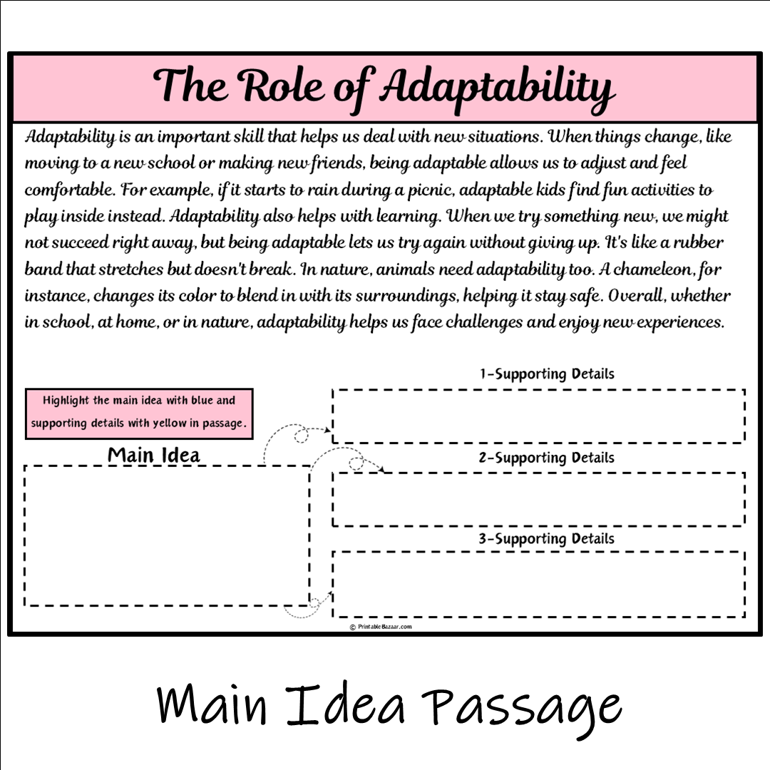 The Role of Adaptability | Main Idea and Supporting Details Reading Passage and Questions