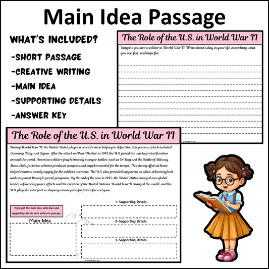 The Role of the U.S. in World War II | Main Idea and Supporting Details Reading Passage and Questions