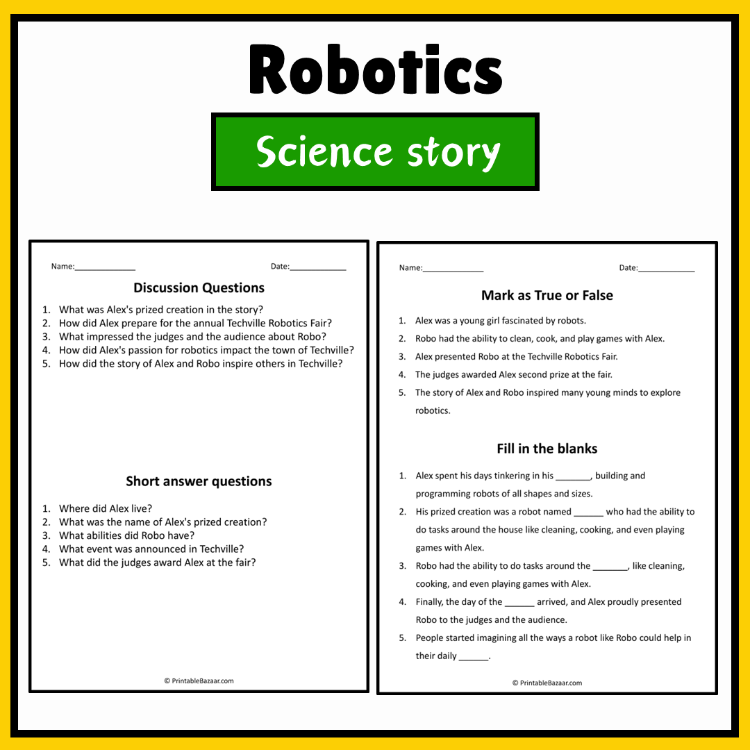 Robotics | Science Story Reading Comprehension Activity