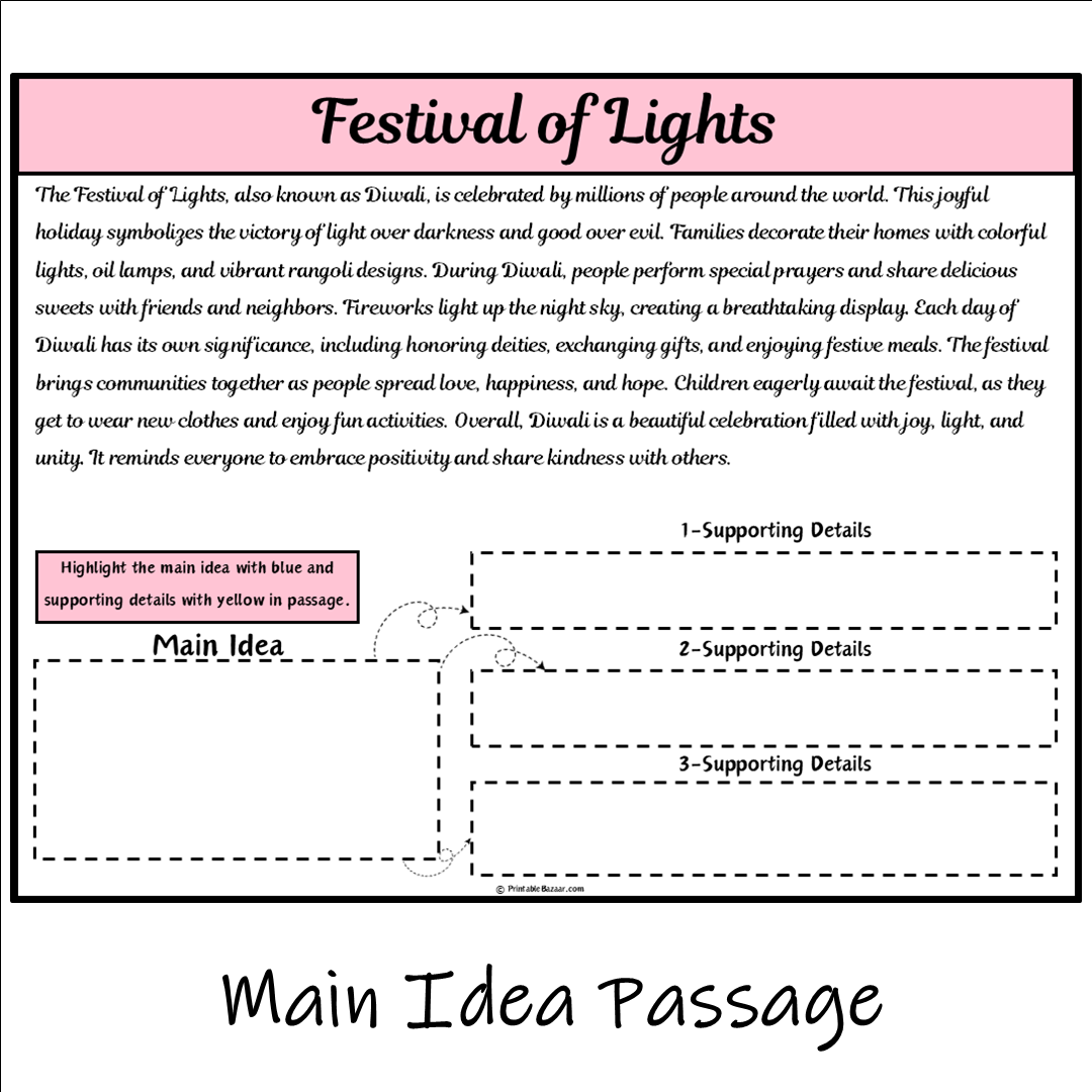 Festival of Lights | Main Idea and Supporting Details Reading Passage and Questions