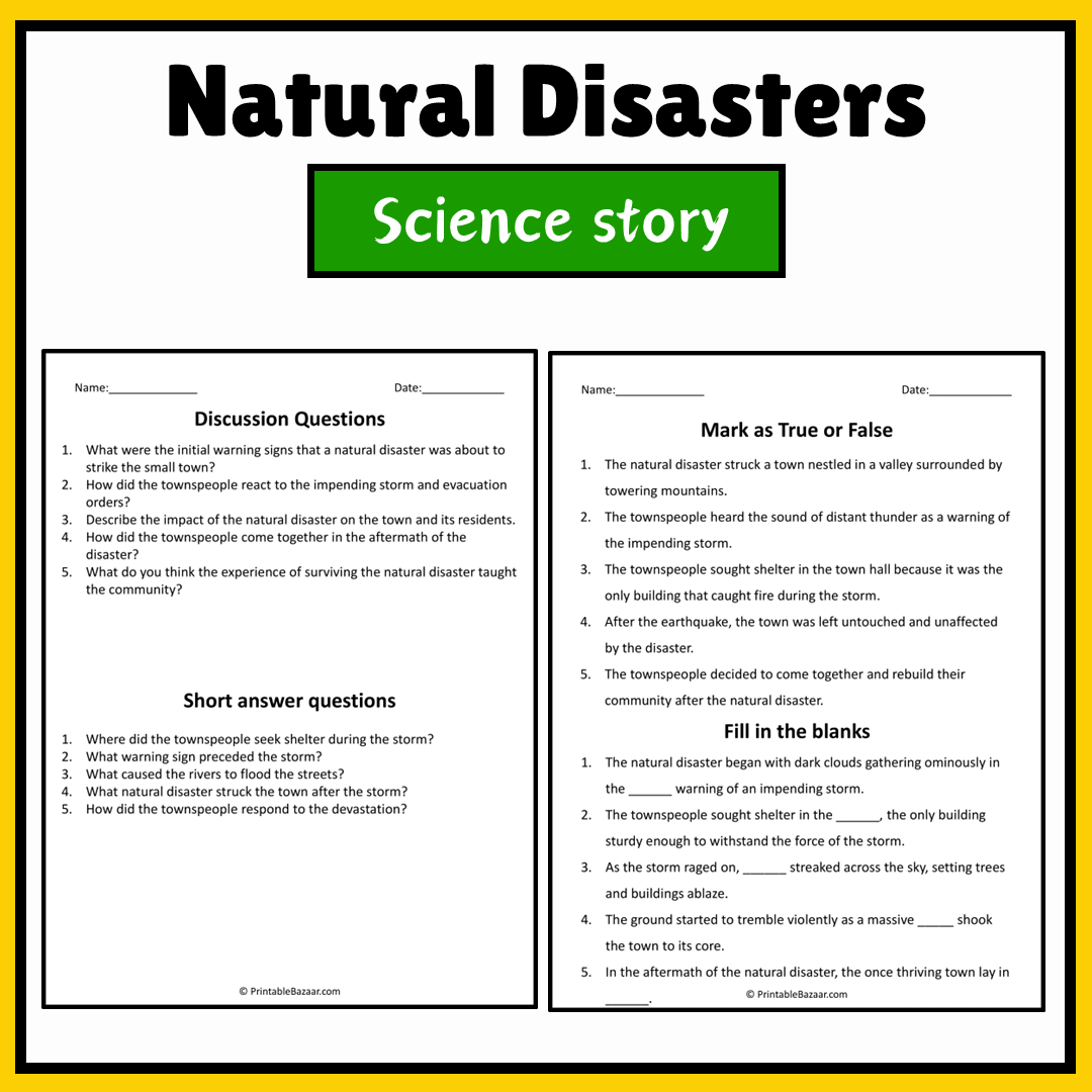 Natural Disasters | Science Story Reading Comprehension Activity