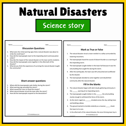 Natural Disasters | Science Story Reading Comprehension Activity