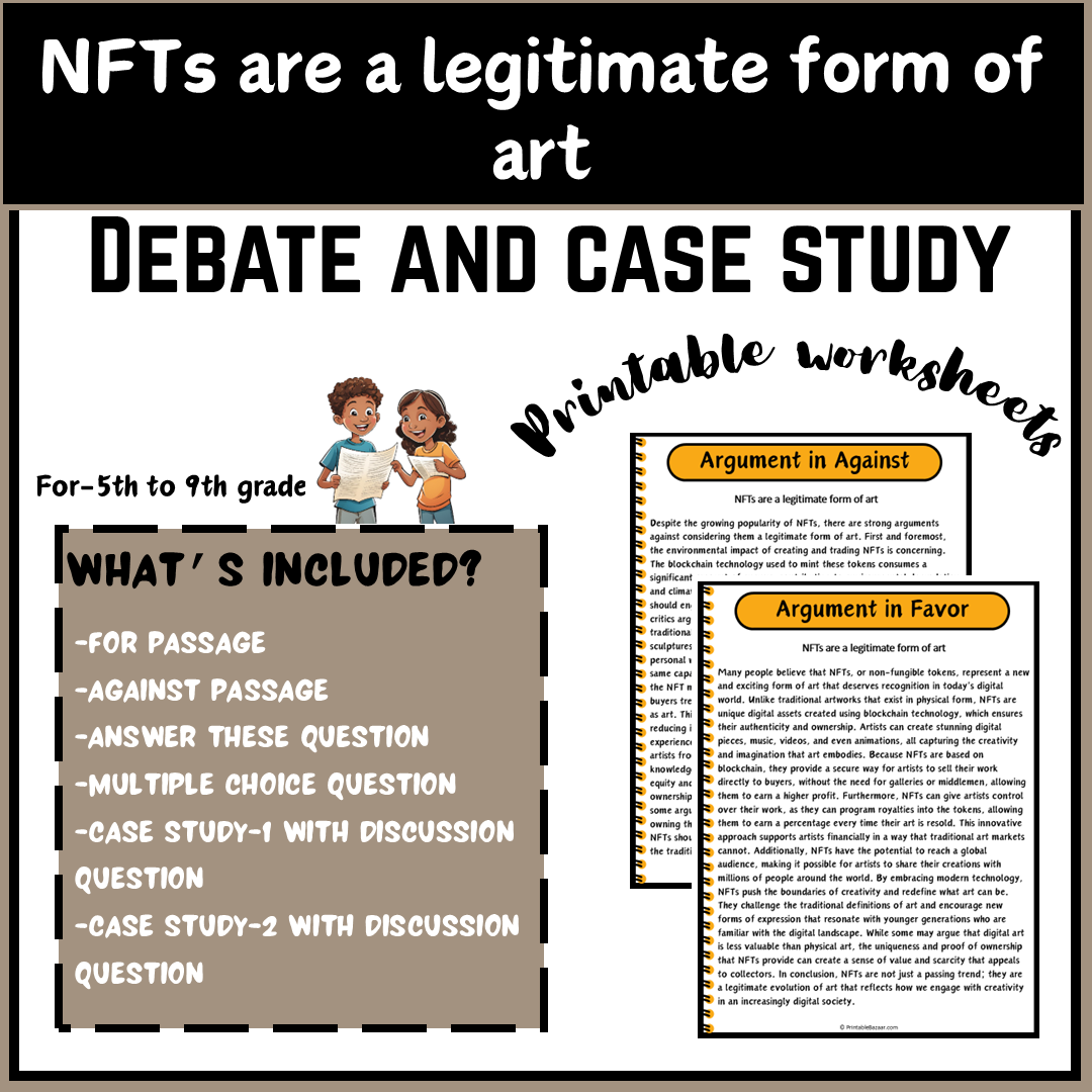 NFTs are a legitimate form of art | Debate Case Study Worksheet