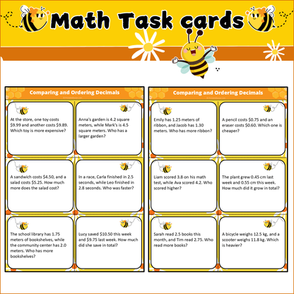 Comparing and Ordering Decimals | Math Task Cards