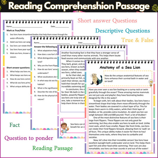 Anatomy of a Sea Lion | Reading Comprehension Passage and Questions