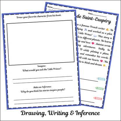 Antoine de Saint-Exupéry | Short Reading Comprehension Creative Worksheet