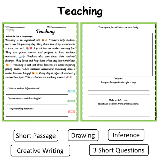 Teaching | Short Reading Comprehension Creative Worksheet