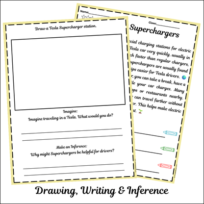 Tesla Superchargers | Short Reading Comprehension Creative Worksheet