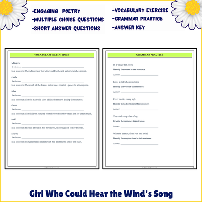 Girl Who Could Hear the Wind's Song | Poem Grammar Worksheet Printable Activity