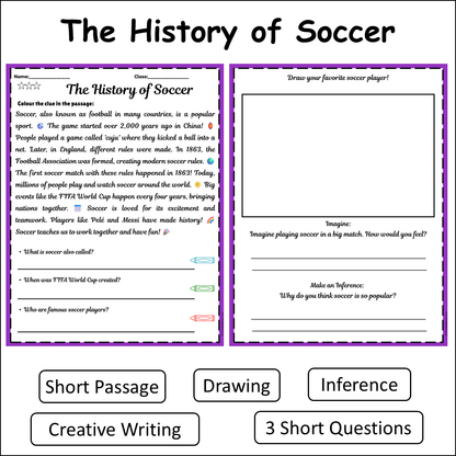 The History of Soccer | Short Reading Comprehension Creative Worksheet