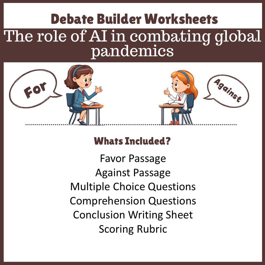 The role of AI in combating global pandemics | Favour and Against Worksheet Printable Activity