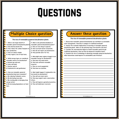 The rise of renewable-powered desalination plants | Debate Case Study Worksheet