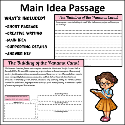 The Building of the Panama Canal | Main Idea and Supporting Details Reading Passage and Questions