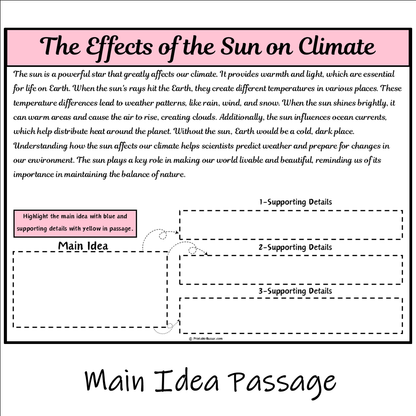 The Effects of the Sun on Climate | Main Idea and Supporting Details Reading Passage and Questions