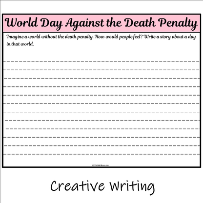 World Day Against the Death Penalty | Main Idea and Supporting Details Reading Passage and Questions