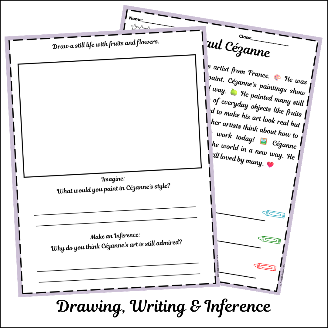 Paul Cézanne | Short Reading Comprehension Creative Worksheet