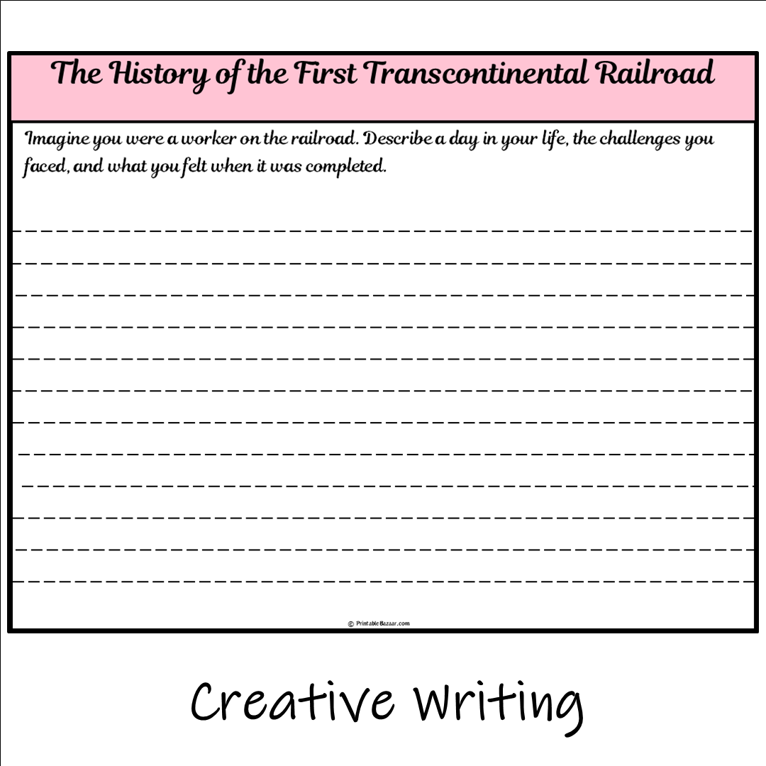 The History of the First Transcontinental Railroad | Main Idea and Supporting Details Reading Passage and Questions