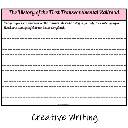 The History of the First Transcontinental Railroad | Main Idea and Supporting Details Reading Passage and Questions