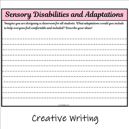 Sensory Disabilities and Adaptations | Main Idea and Supporting Details Reading Passage and Questions