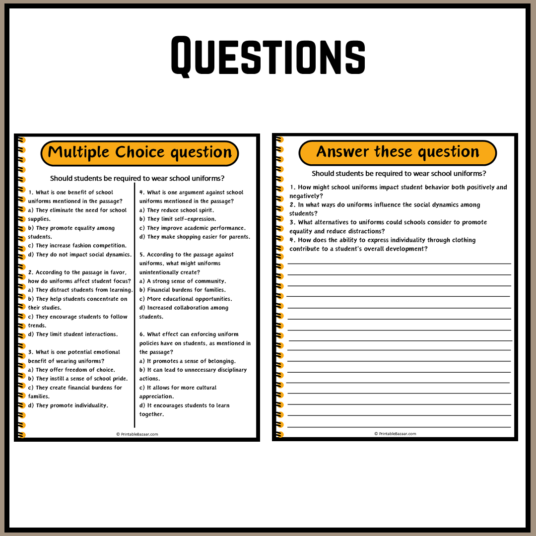 Should students be required to wear school uniforms? | Debate Case Study Worksheet
