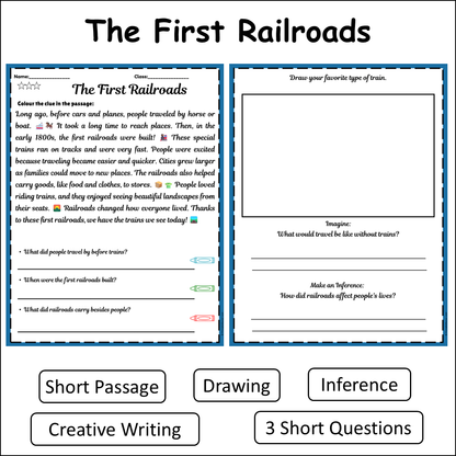 The First Railroads | Short Reading Comprehension Creative Worksheet